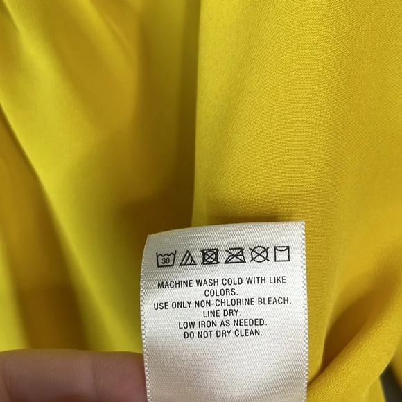 MAEVE Anthropologie Yana Off The Shoulder Top Mustard Yellow 3/4 Sleeves Silky S - Picture 10 of 13